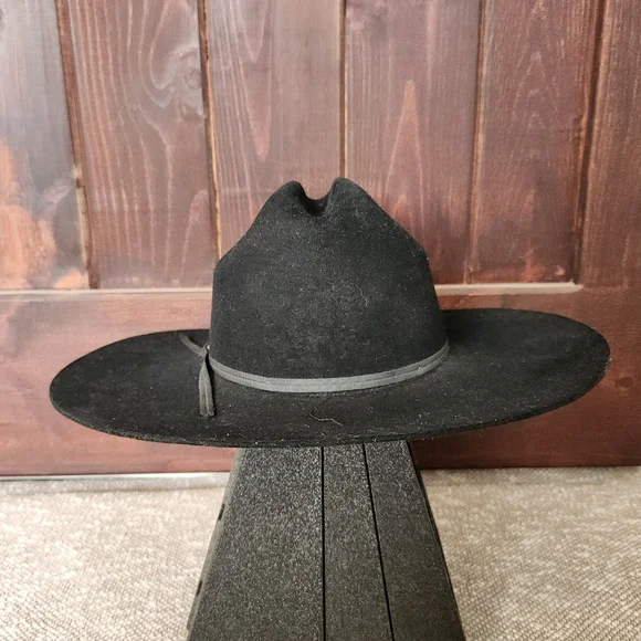 Vintage Resistol 4X Beaver Black Felt Cowboy Hat, Self Conforming, Oval, 6 7/8 - Picture 4 of 10